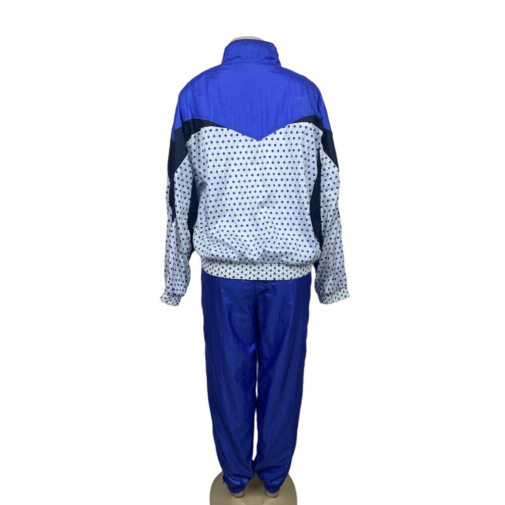 Vintage Ellesse Women's White And Blue Polka Dots Tracksuit Sz 12 View 4